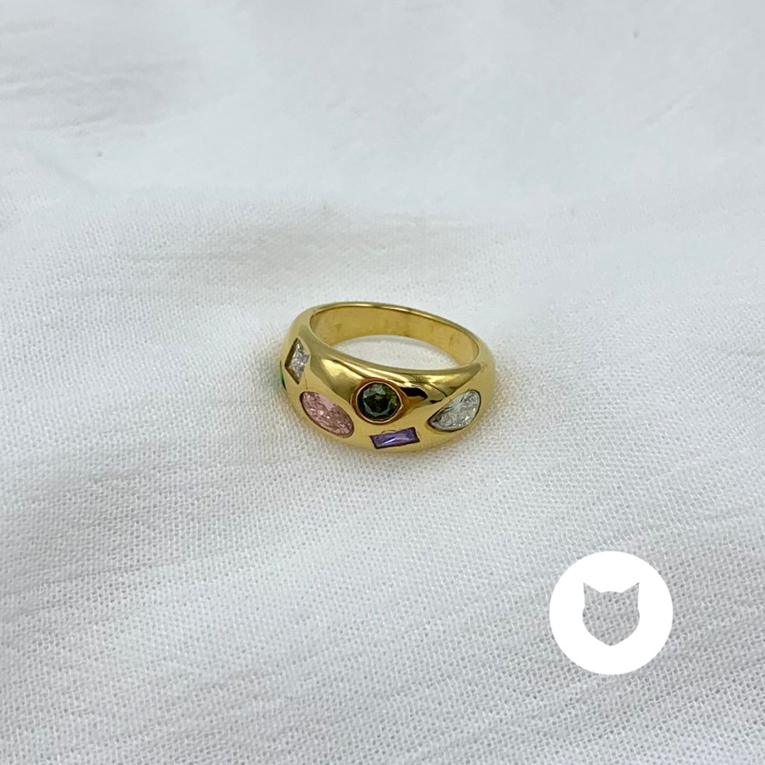 ANILLO DE ACERO INOXIDABLE Y CRISTALES AN3756G42