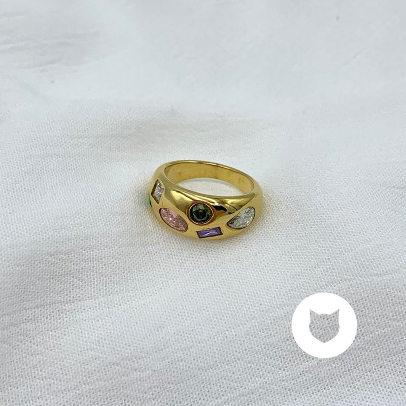 ANILLO DE ACERO INOXIDABLE Y CRISTALES AN3756G42