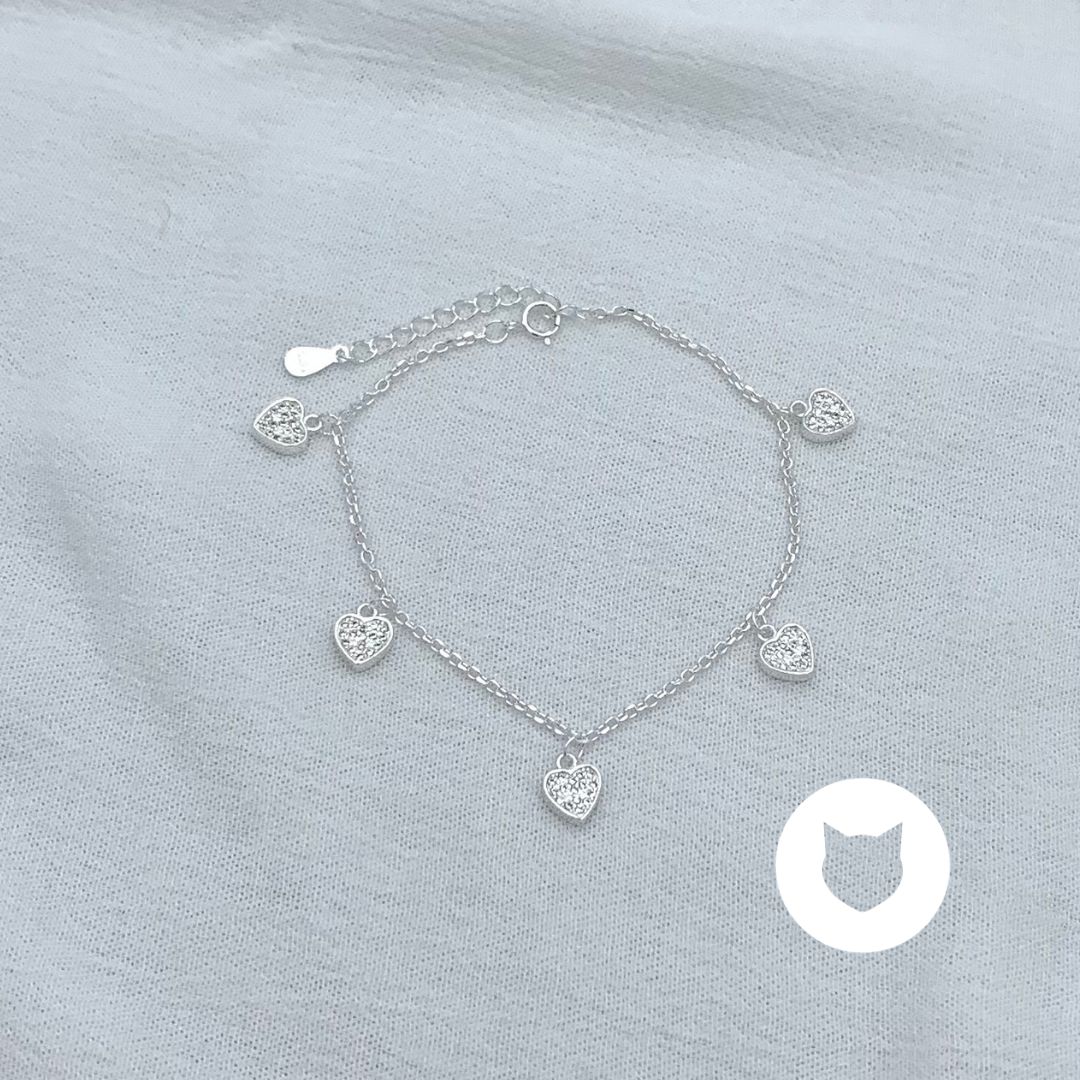 ​PULSERA DE PLATA 925 Y CRISTALES CORAZONES PU1893L23