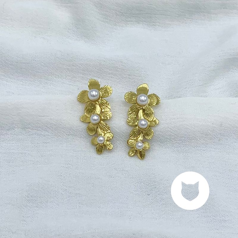 ARETES DE ACERO INOXIDABLE FLORES AR2892G86