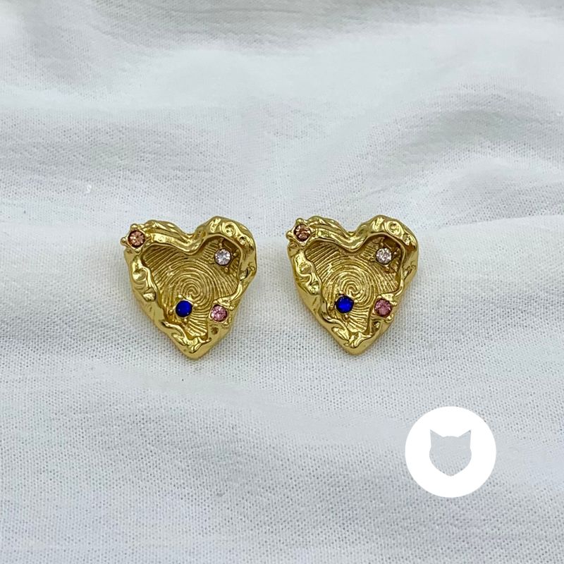 ARETES DE ACERO INOXIDABLE Y CRISTALES CORAZÓN AR2901G61