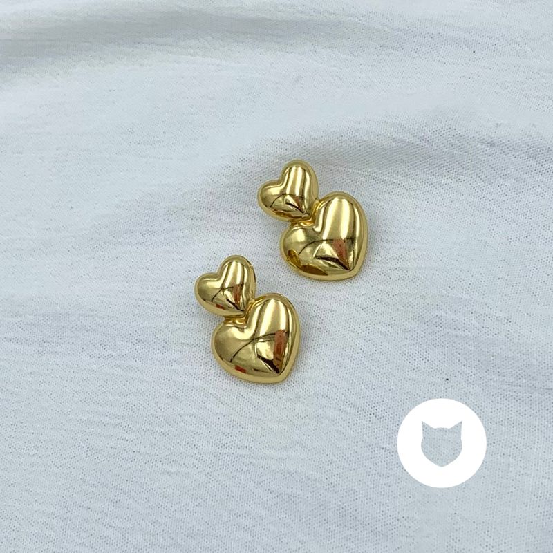 ARETES DE ACERO INOXIDABLE CORAZÓN DOBLE AR2916G79