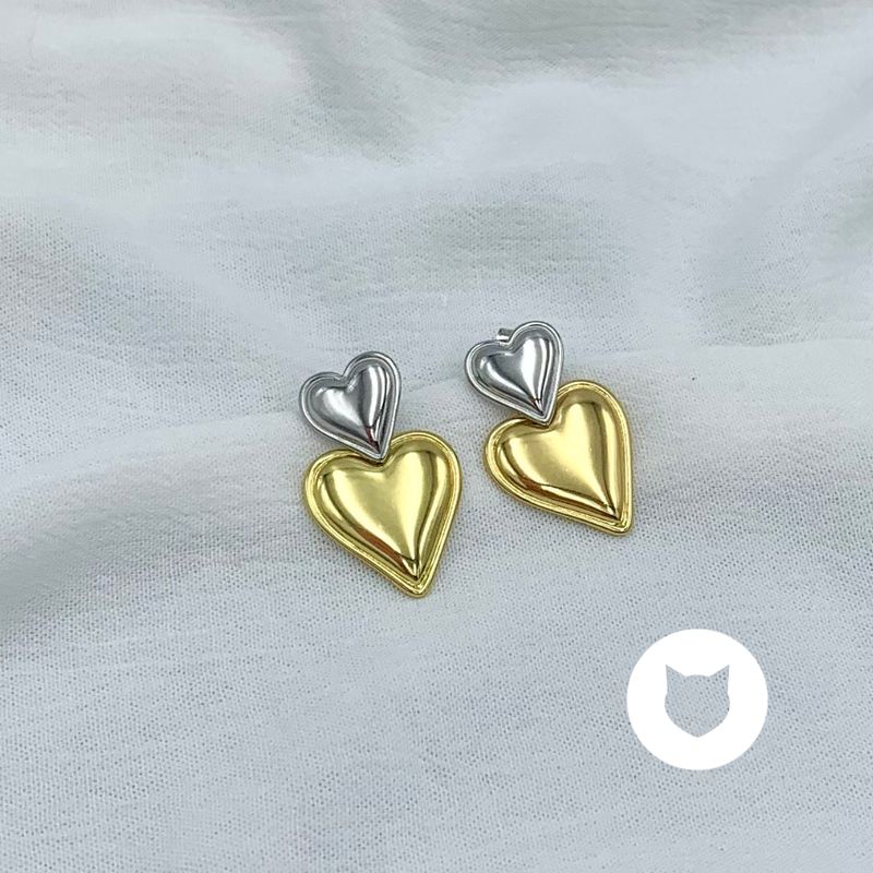ARETES DE ACERO INOXIDABLE CORAZÓN DOBLE METALES MIXTOS AR2938G79