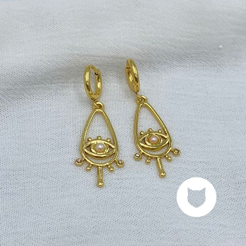 ARGOLLAS DE ACERO INOXIDABLE Y CRISTALES OJO TURCO AG1788G55
