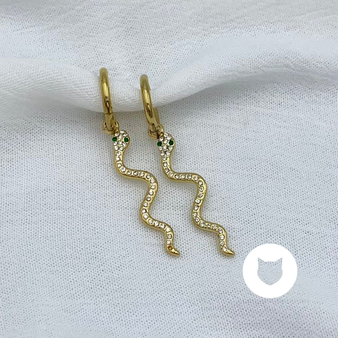 ARGOLLAS DE ACERO INOXIDABLE Y CRISTALES SERPIENTE AG1796G40