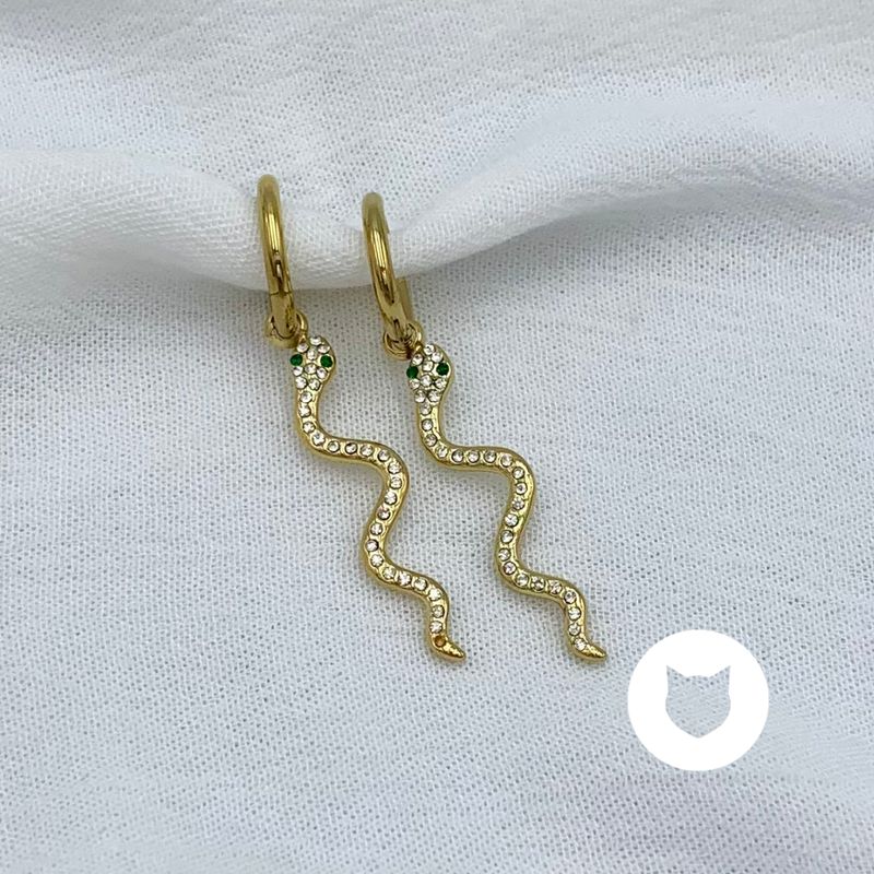 ARGOLLAS DE ACERO INOXIDABLE Y CRISTALES SERPIENTE AG1796G40