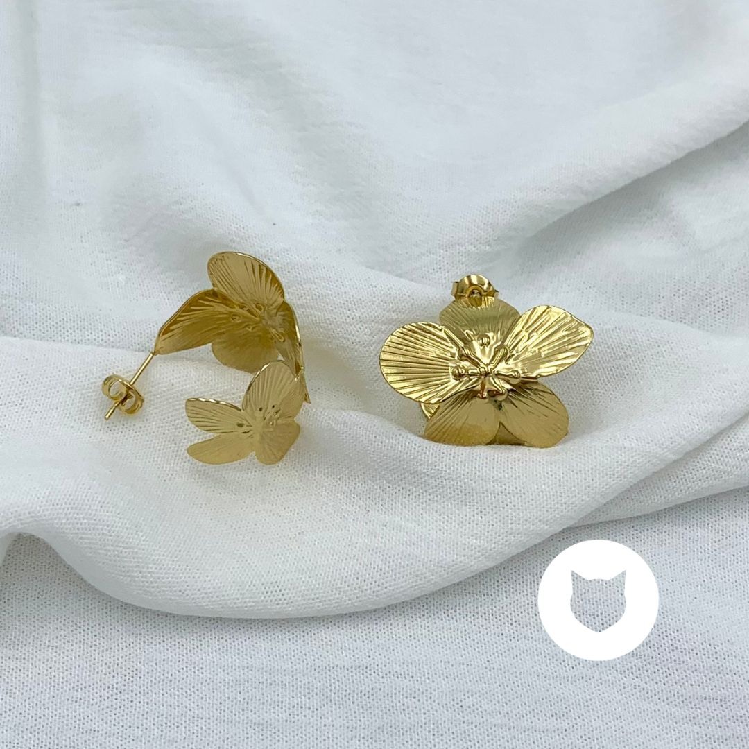 ARGOLLAS DE ACERO INOXIDABLE FLORES AG1801G49