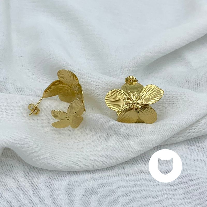 ARGOLLAS DE ACERO INOXIDABLE FLORES AG1801G49
