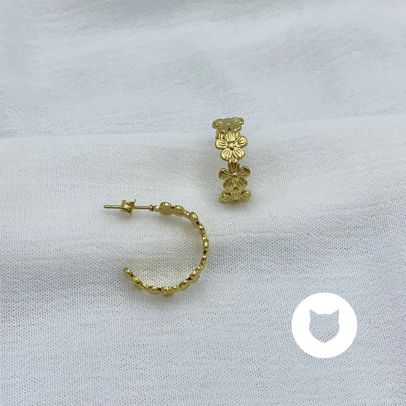 ARGOLLAS DE ACERO INOXIDABLE FLORES AG1803G64