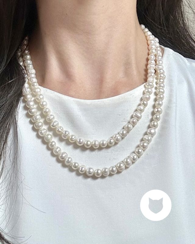 COLLAR DOBLE DE PLATA 925 Y PERLAS CULTIVADAS CO1836F40