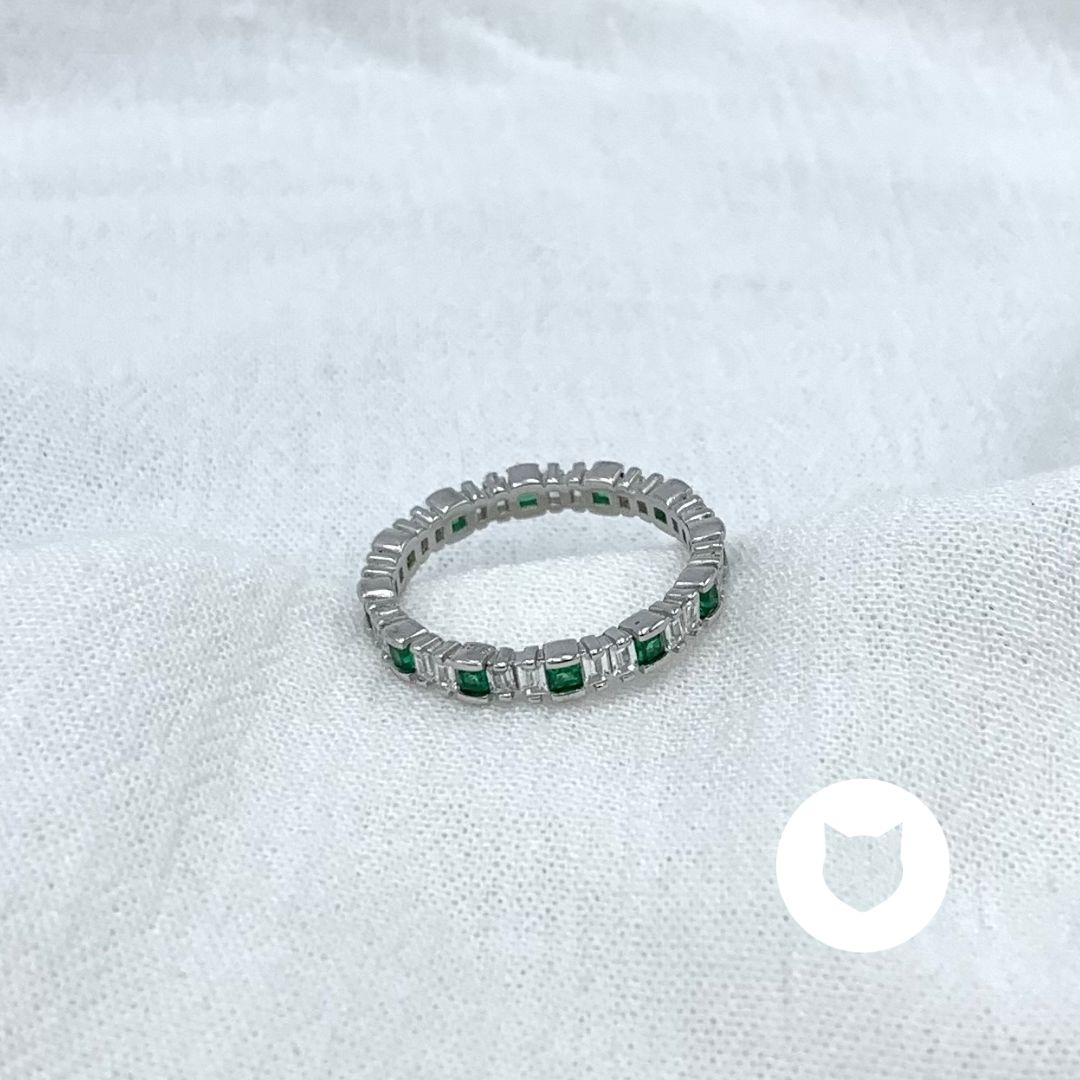ANILLO DE PLATA 925 Y CRISTALES VERDES AN3795L24