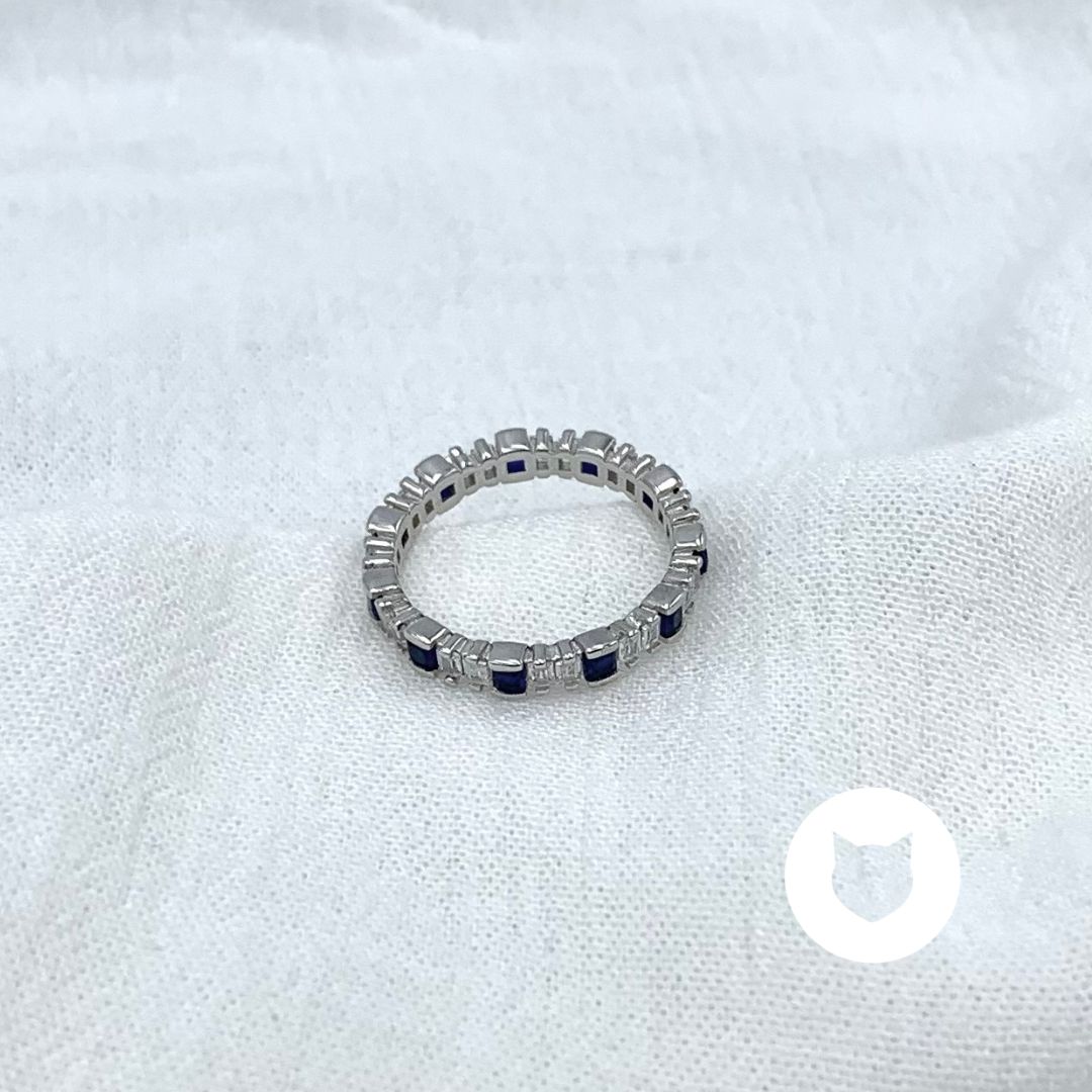 ANILLO DE PLATA 925 Y CRISTALES AZULES AN3794L24