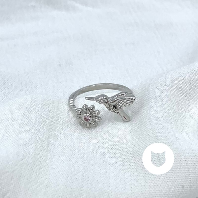 ANILLO DE PLATA 925 Y CRISTALES COLIBRÍ AN3798L25