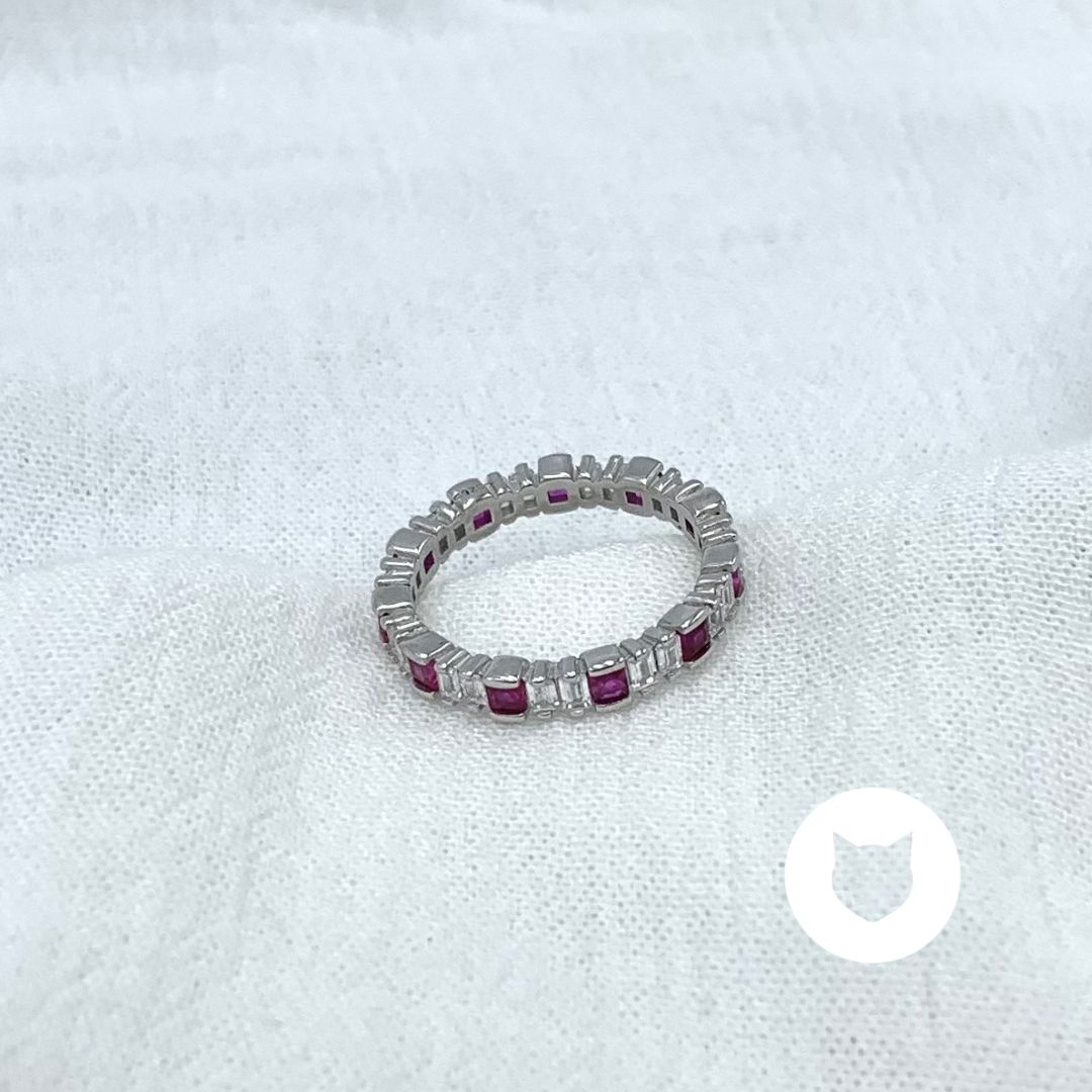 ANILLO DE PLATA 925 Y CRISTALES FUCSIA AN3796L24