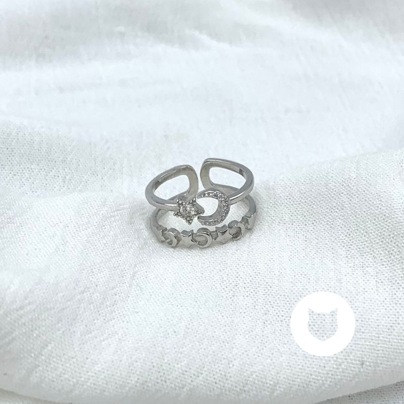 ANILLO DE PLATA 925 Y CRISTALES LUNA Y ESTRELLAS AN3803L23