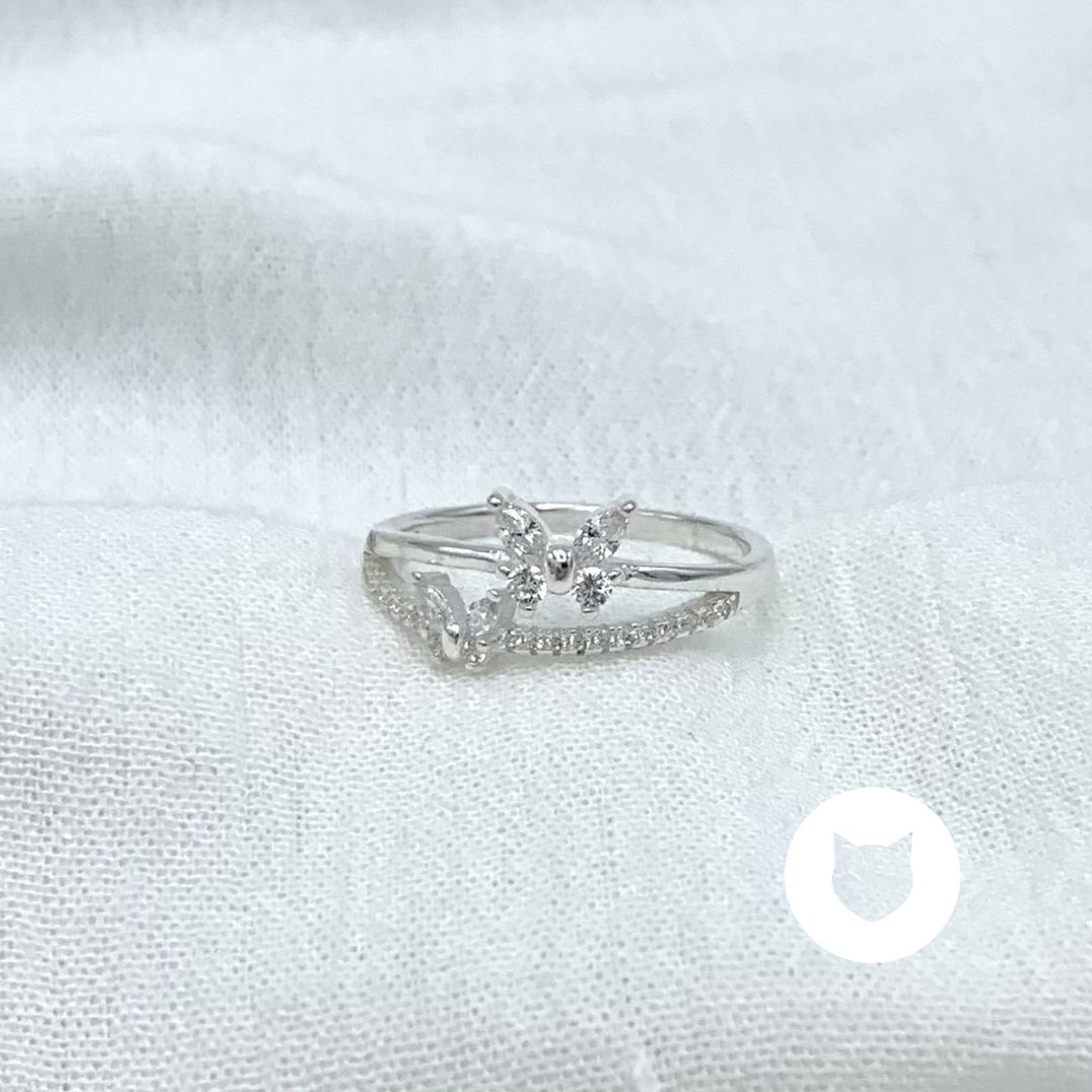 ANILLO DE PLATA 925 Y CRISTALES MARIPOSAS AN3816L25