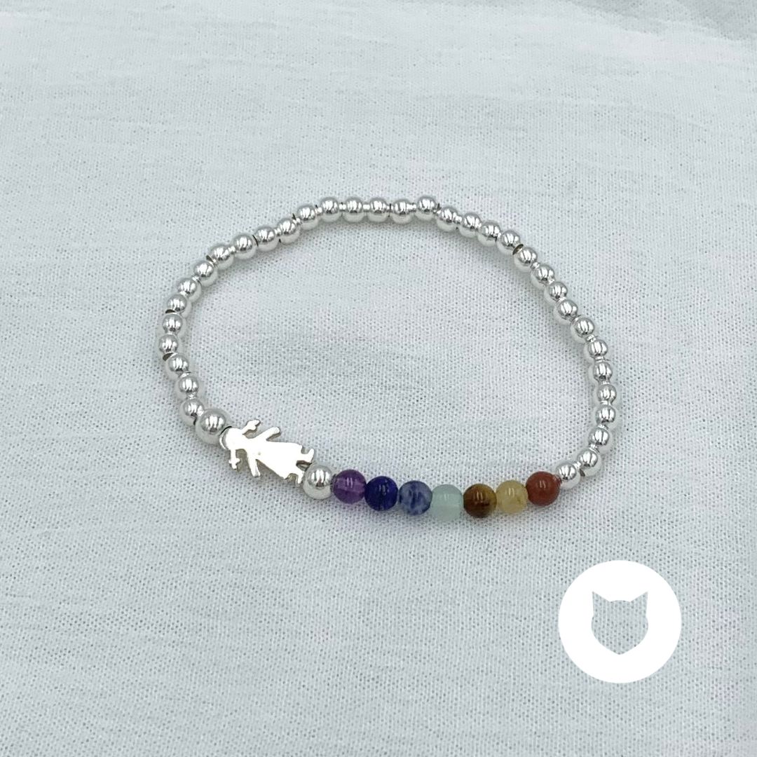 PULSERA CHAKRAS ELÁSTICA DE PLATA 925 Y PIEDRAS NATURALES PU1898F40