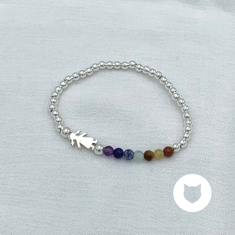 PULSERA CHAKRAS ELÁSTICA DE PLATA 925 Y PIEDRAS NATURALES PU1898F40