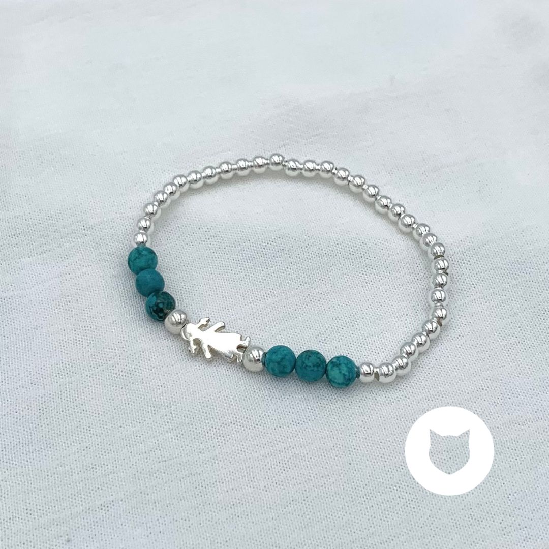 PULSERA NIÑA ELÁSTICA DE PLATA 925 Y TURQUESA PU1900F40