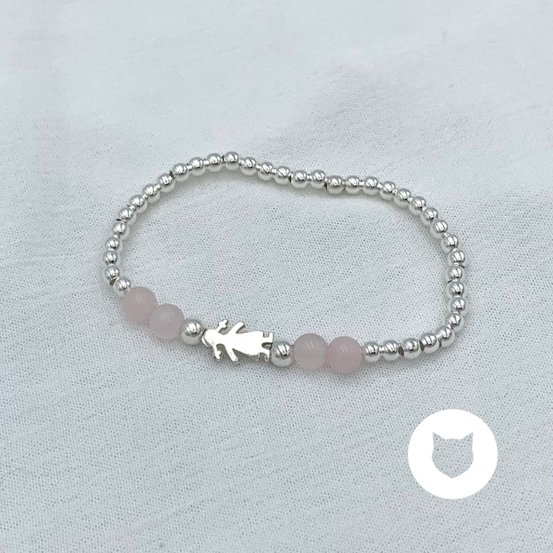 PULSERA NIÑA ELÁSTICA DE PLATA 925 Y CUARZO ROSA PU1899F40
