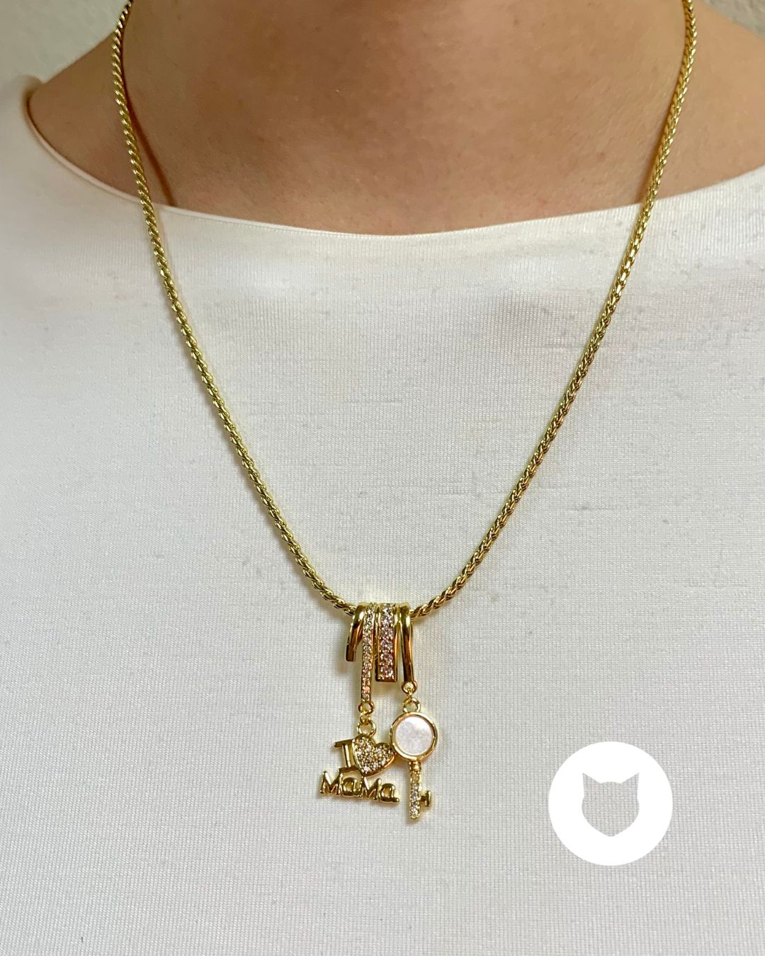 COLLAR DE BAÑO DE ORO Y CRISTALES MAMÁ CO1837G38