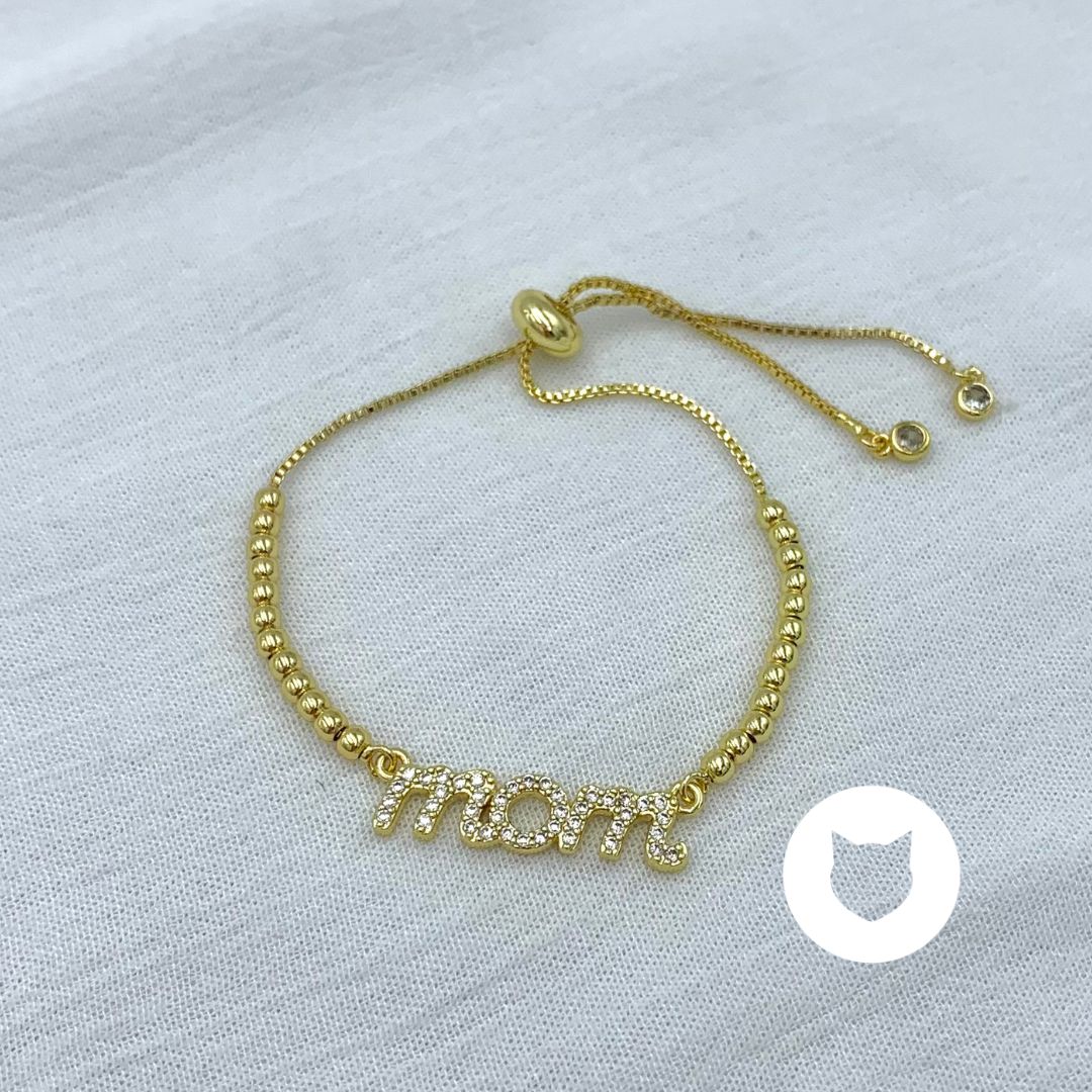 PULSERA DE BAÑO DE ORO Y CRISTALES MAMÁ PU1902G30