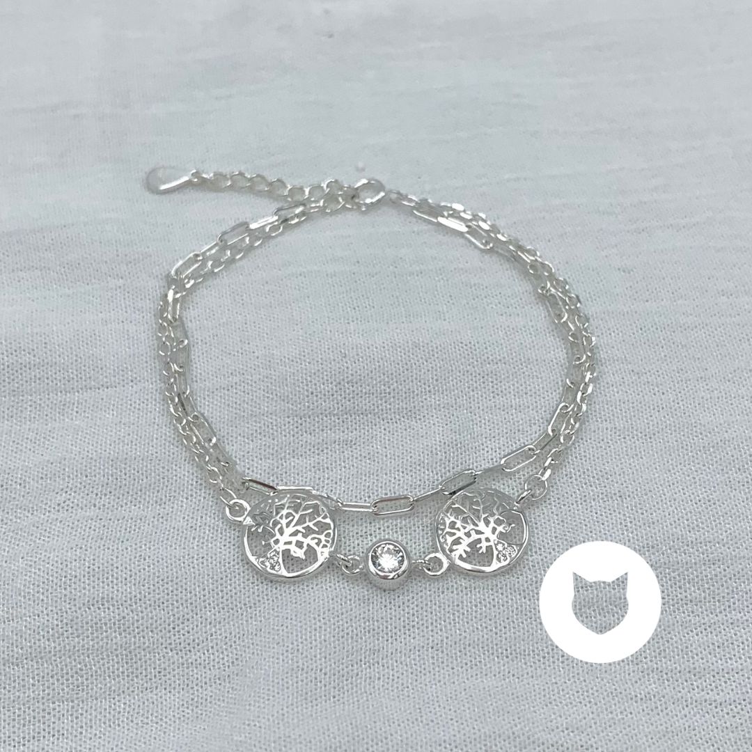 PULSERA ÁRBOL DE LA VIDA DE PLATA 925 Y CRISTALES PU1907L23