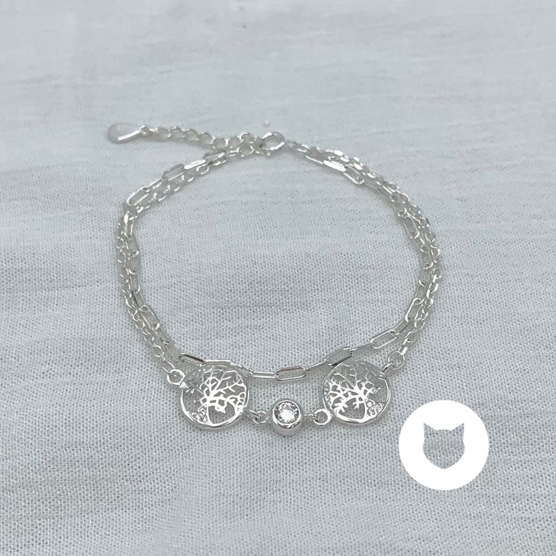 PULSERA ÁRBOL DE LA VIDA DE PLATA 925 Y CRISTALES PU1907L23