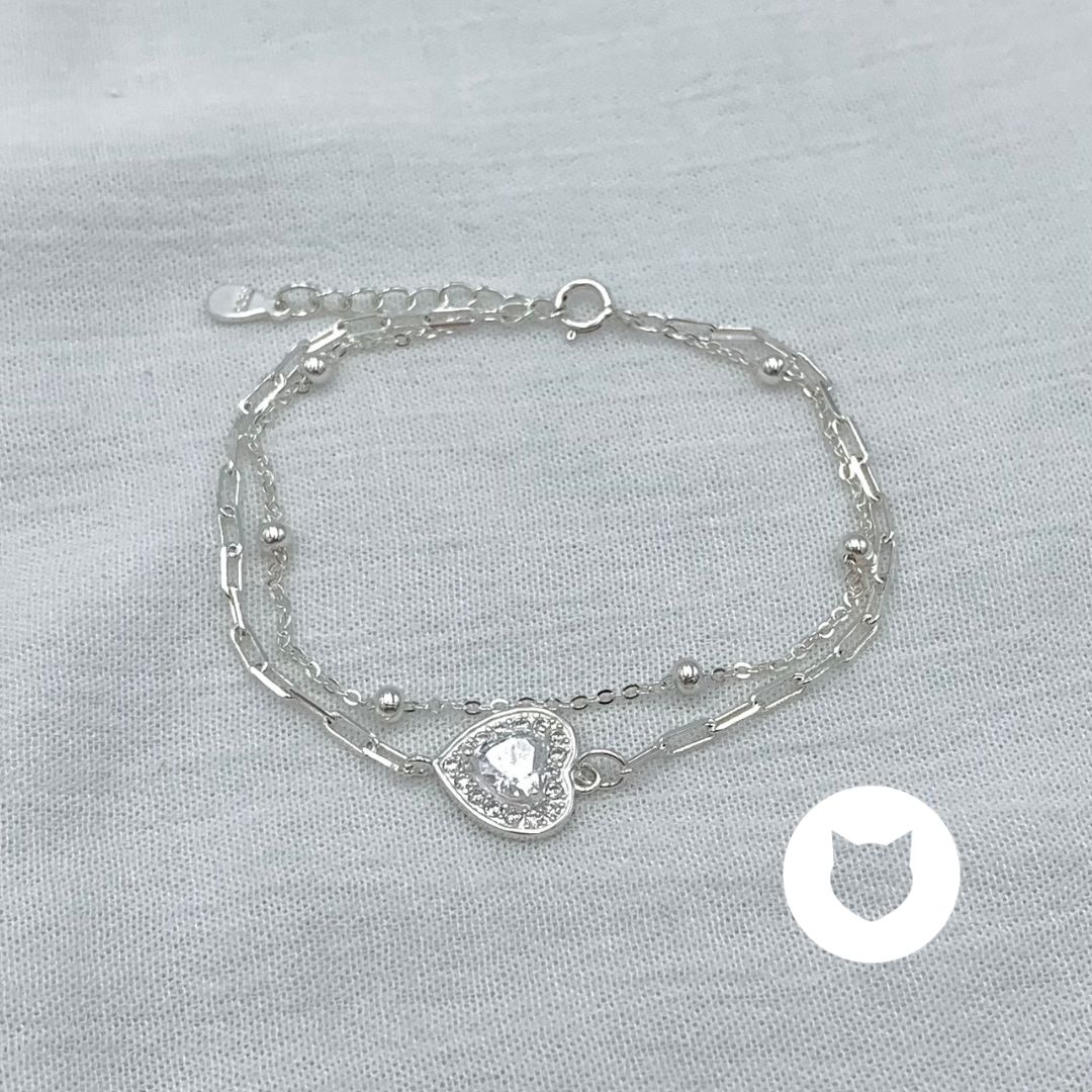 PULSERA DE PLATA 925 Y CRISTALES CORAZÓN PU1910L23