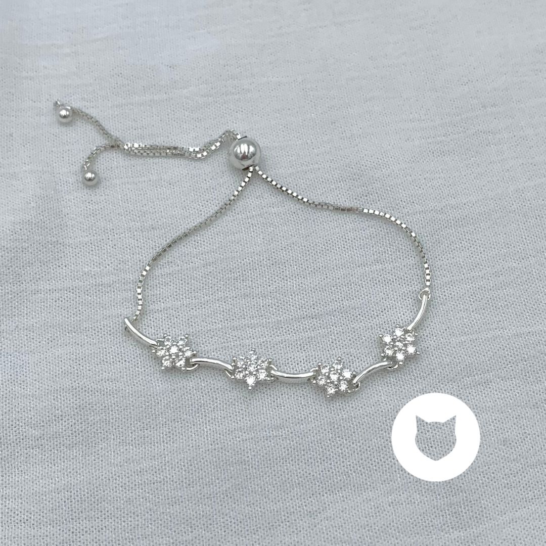PULSERA DE PLATA 925 Y CRISTALES FLORES PU1911L20