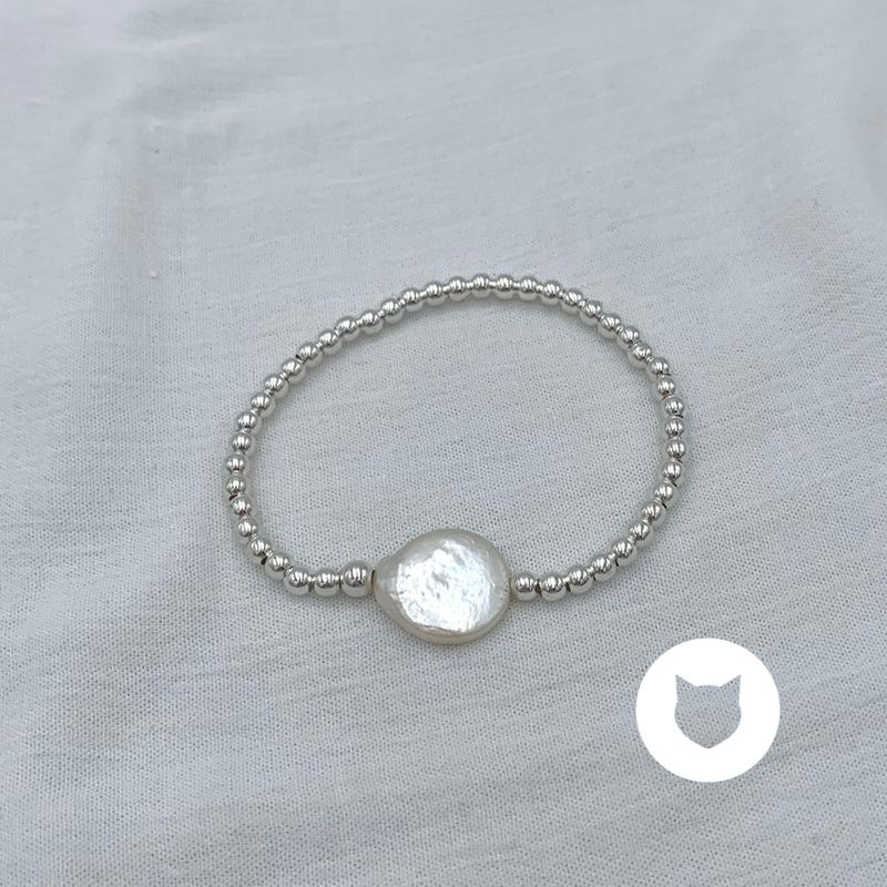 PULSERA ELÁSTICA DE PLATA 925 Y PERLA CULTIVADA PU1913F45