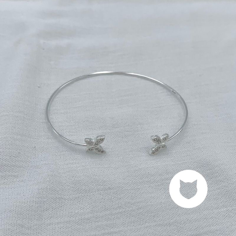 BRAZALETE ABIERTO DE PLATA 925 Y CRISTALES MARIPOSAS PU1914L22