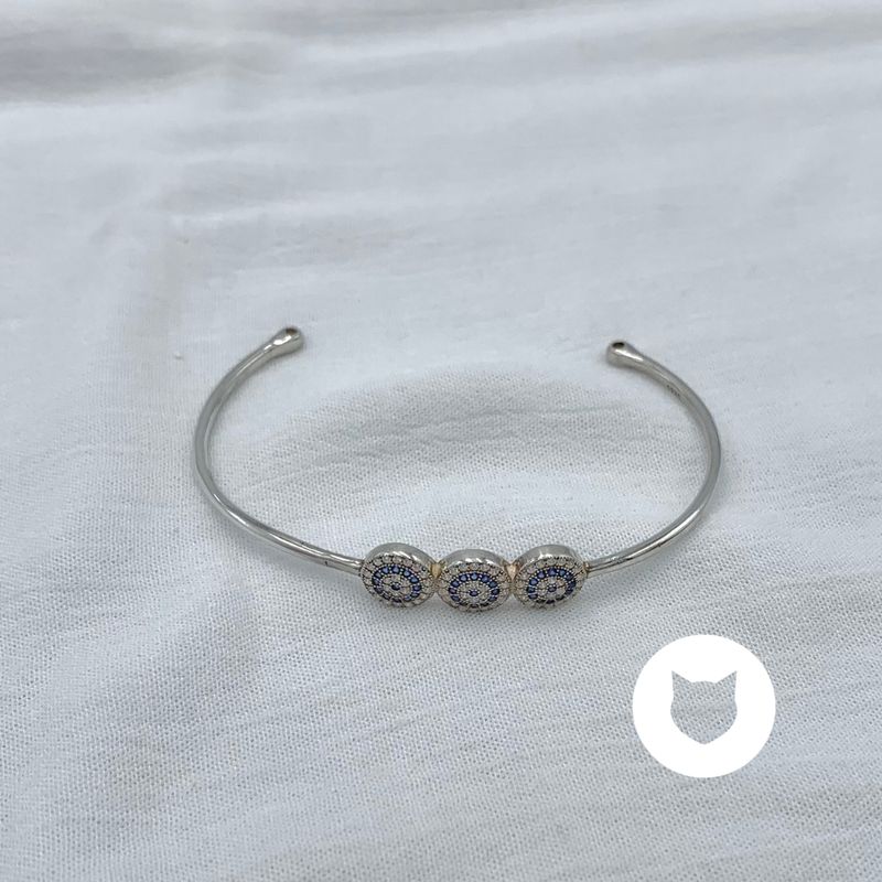 BRAZALETE ABIERTO DE PLATA 925 Y CRISTALES OJOS TURCOS PU1915L22
