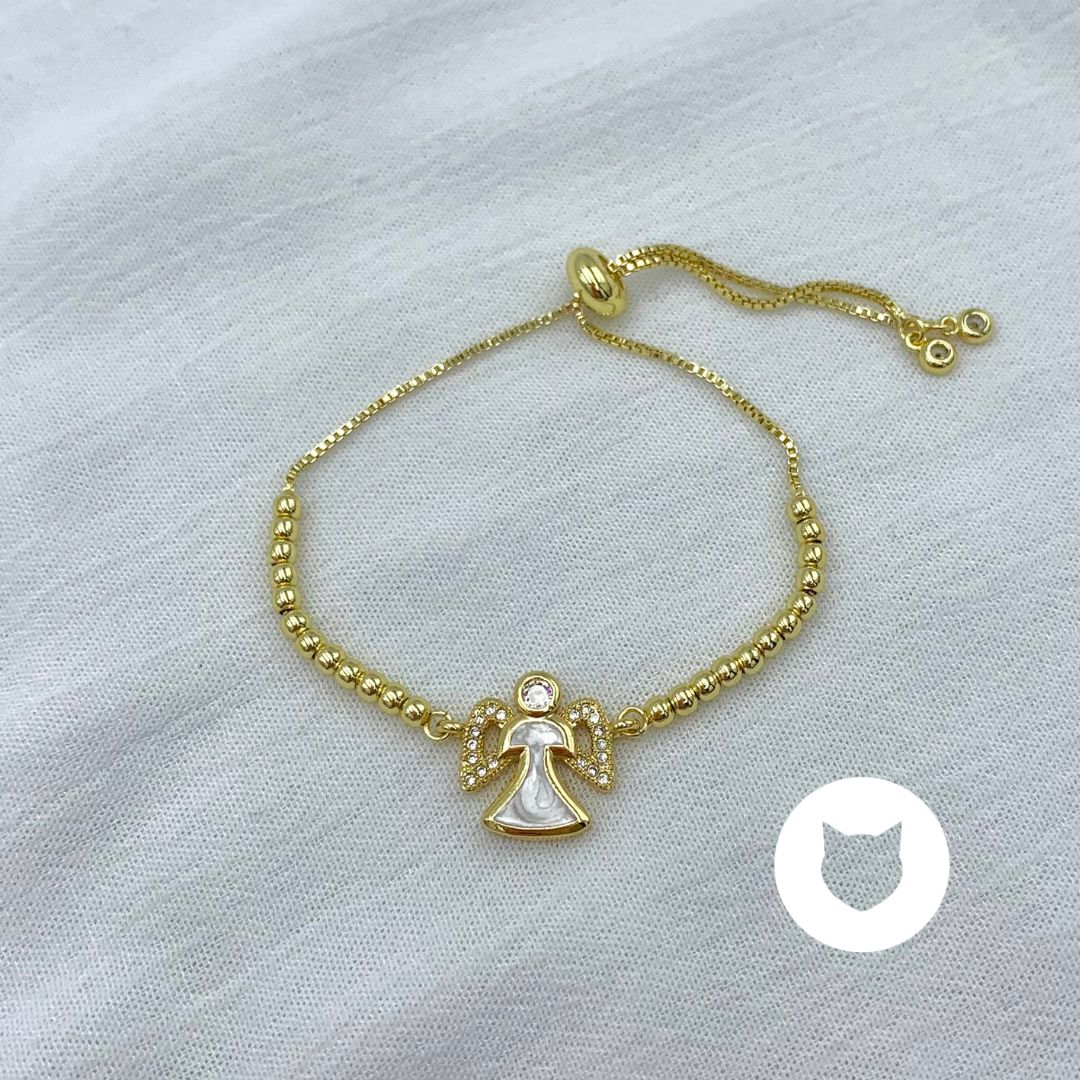 PULSERA DE BAÑO DE ORO Y CRISTALES ÁNGEL PU1918G34