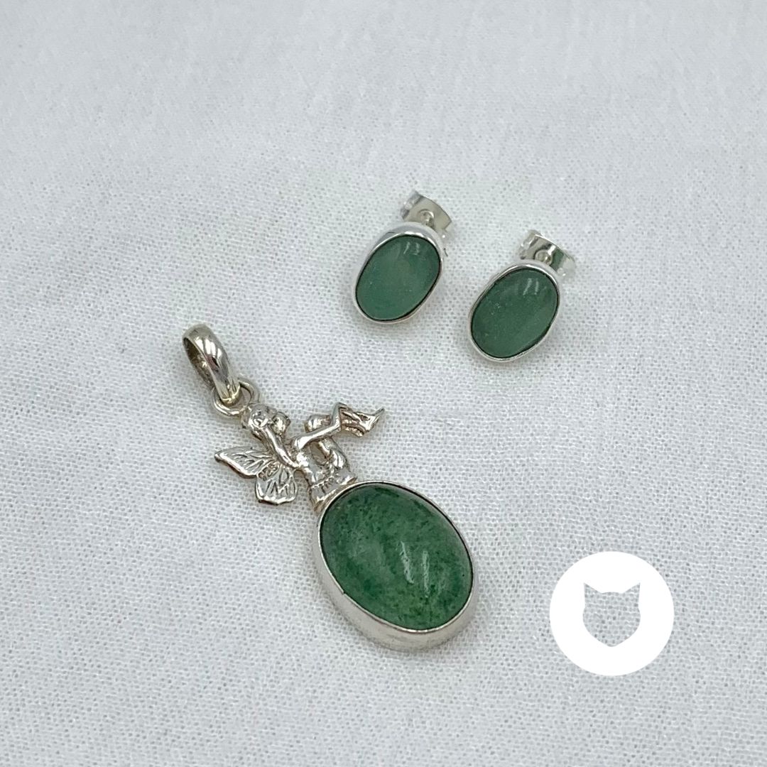 SET HADA DE PLATA 925 Y CUARZO VERDE SE1061M35