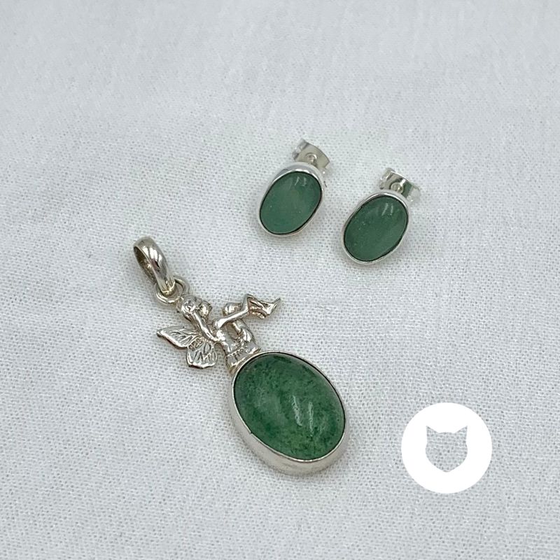 SET HADA DE PLATA 925 Y CUARZO VERDE SE1061M35