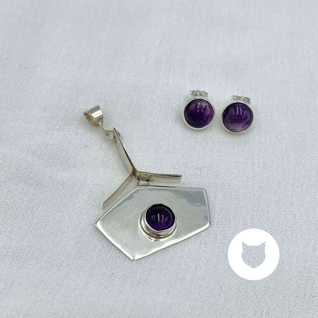 SET DE PLATA 925 Y AMATISTA SE1063M32
