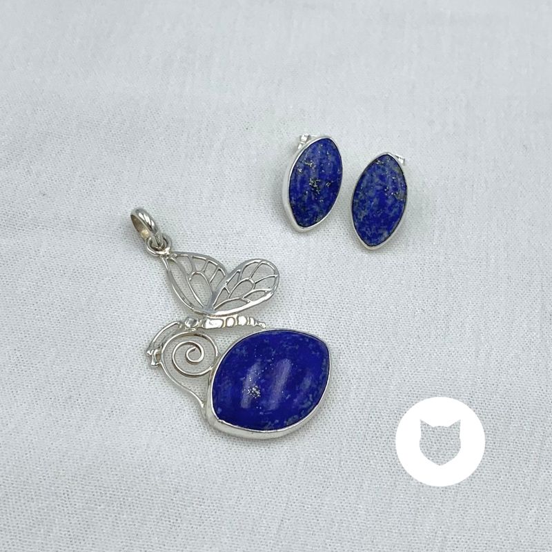 SET MARIPOSA DE PLATA 925 Y LAPISLÁZULI SE1065M35
