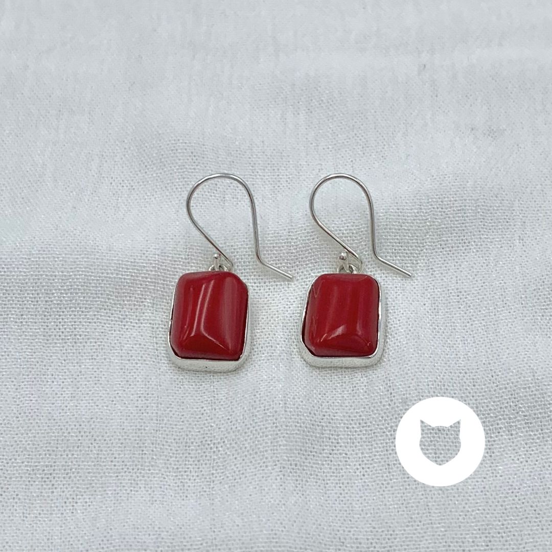ARETE DE PLATA 925 Y CORAL ROJO TEÑIDO AR2952M34