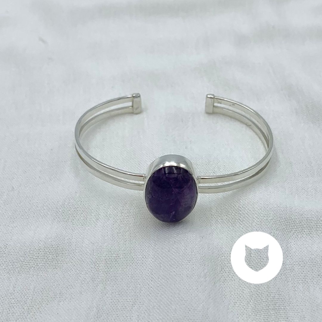 PULSERA BRAZALETE ABIERTO DE PLATA 925 Y AMATISTA PU1925M31