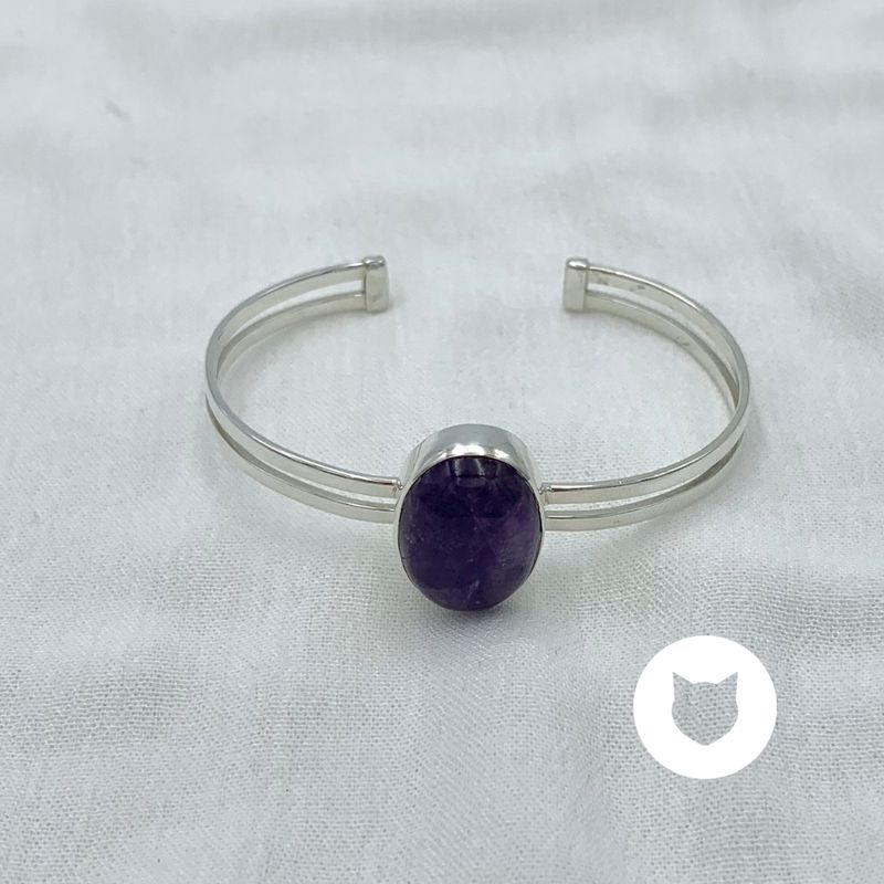PULSERA BRAZALETE ABIERTO DE PLATA 925 Y AMATISTA PU1925M31 PULSERA BRAZALETE ABIERTO DE PLATA 925 Y AMATISTA PU1925M31