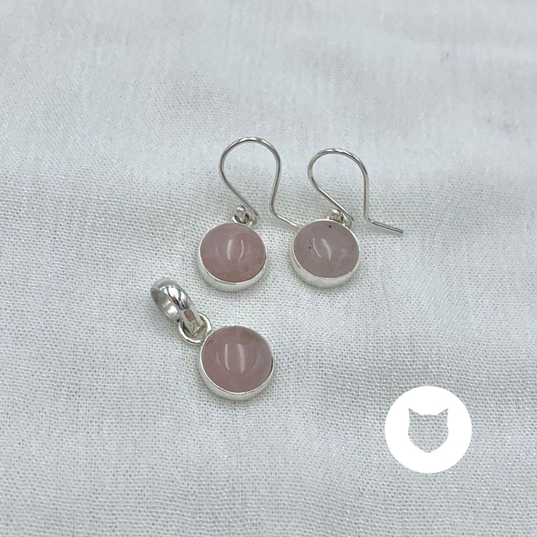 ​SET DE PLATA 925 Y CUARZO ROSA SE1070M40