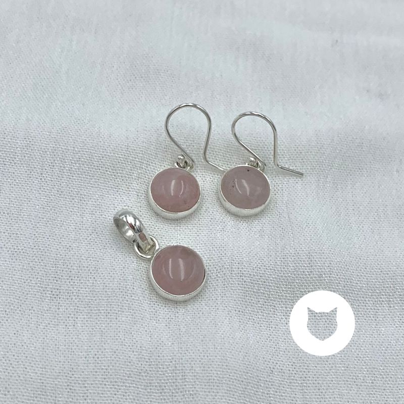​SET DE PLATA 925 Y CUARZO ROSA SE1070M40
