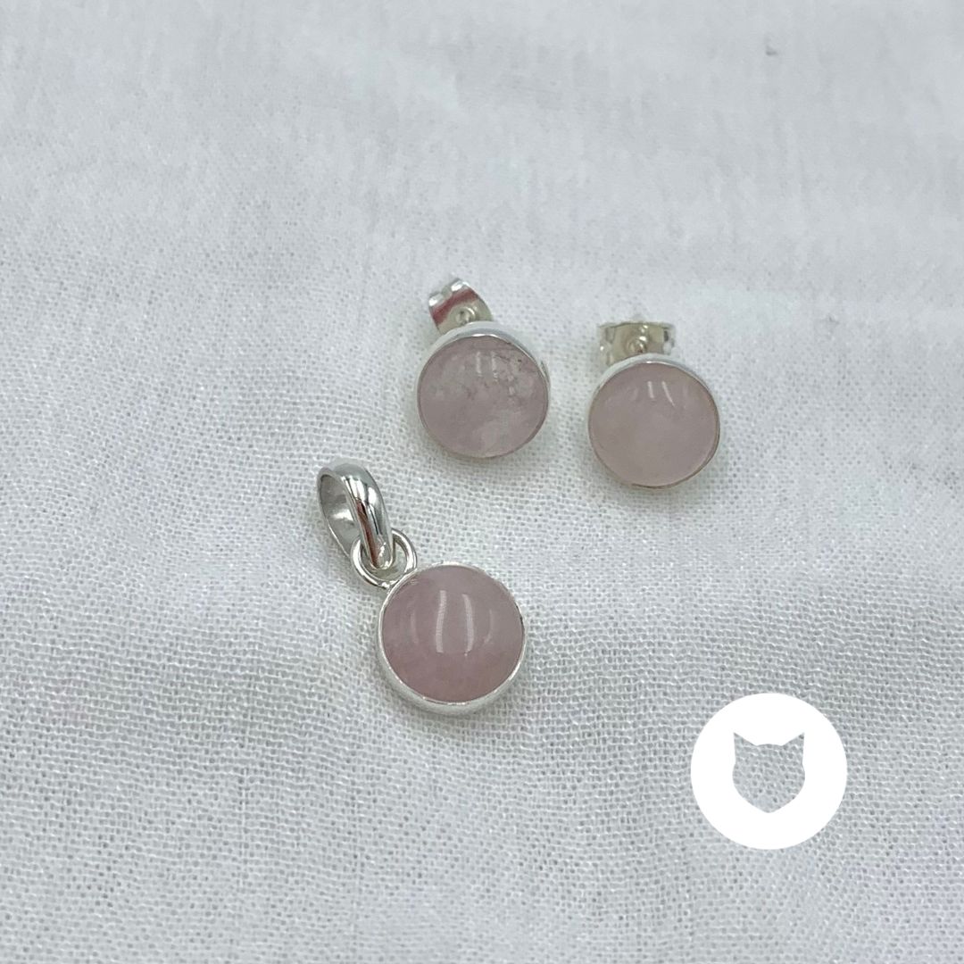 SET DE PLATA 925  Y CUARZO ROSA SE1069M40
