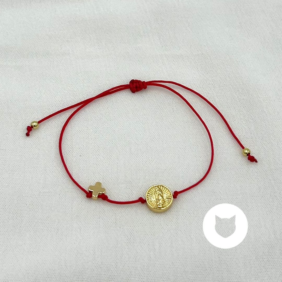PULSERA DE HILO ROJO MEDALLA VIRGEN DE GUADALUPE PU1927F40