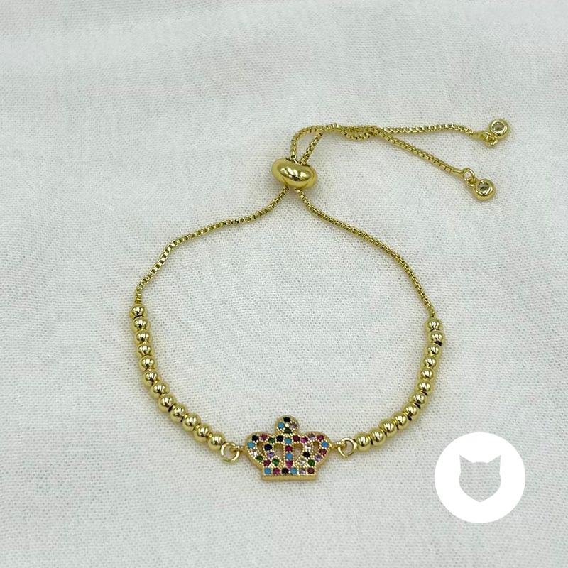 PULSERA DE BAÑO DE ORO Y CRISTALES CORONA PU1932G34 PULSERA DE BAÑO DE ORO Y CRISTALES CORONA PU1932G34