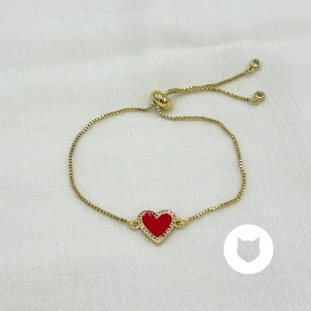 PULSERA DE BAÑO DE ORO Y CRISTALES CORAZÓN PU1935G32