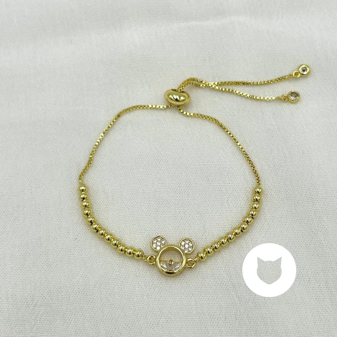 PULSERA DE BAÑO DE ORO Y CRISTALES MICKEY MOUSE PU1933G34