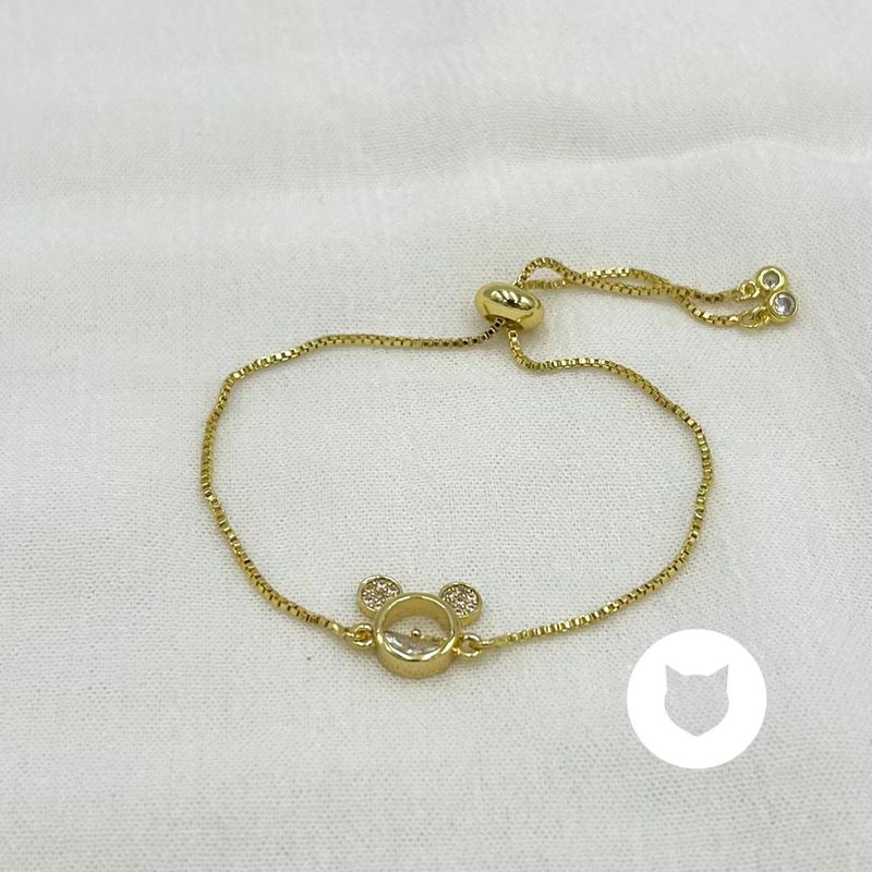 PULSERA DE BAÑO DE ORO Y CRISTALES MICKEY MOUSE PU1936G32 PULSERA DE BAÑO DE ORO Y CRISTALES MICKEY MOUSE PU1936G32