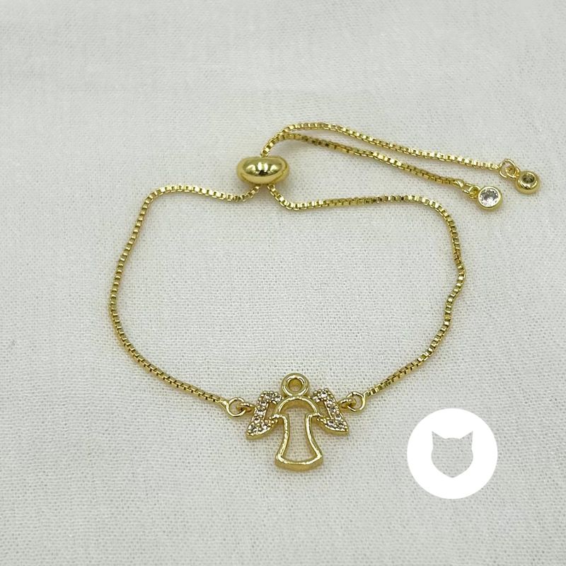 PULSERA DE BAÑO DE ORO Y CRISTALES ÁNGEL PU1937G39 PULSERA DE BAÑO DE ORO Y CRISTALES ÁNGEL PU1937G39